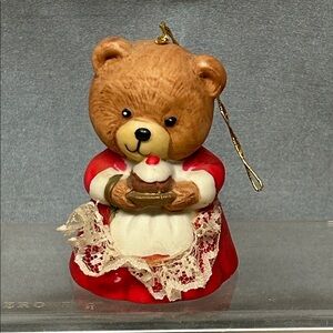 Vintage Jasco L'il Chimer Handpainted Bisque Porcelain Bell Ornament: Momma Bear